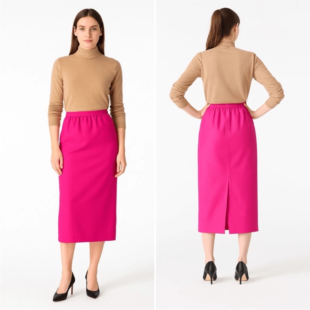 J.Crew long pencil skirt in the hot pink color women’s Sz 4 pockets Barbiecore